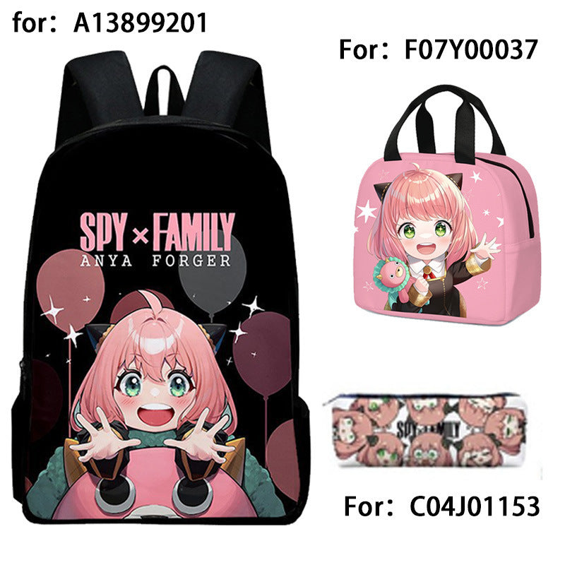 Spy Playhouse Full-Print Anime Backpack + Lunch Bag Set for Kids