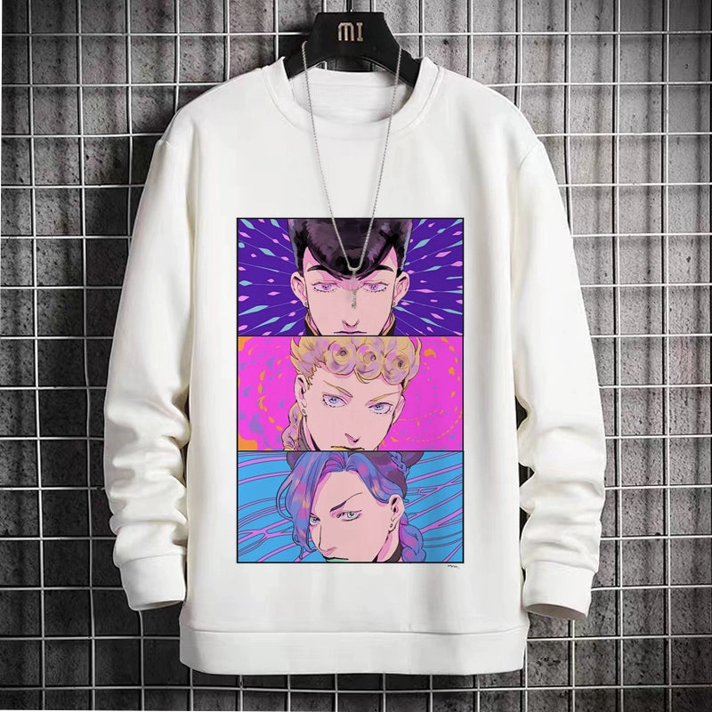 New Sweatshirt Male JOJO'S Bizarre Adventure Two-Dimensional Anime Round Neck Fleece Dress Casual Print Shirt Autumn and Winter