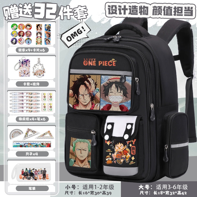 One Piece Spine-Protecting School Backpack Lightweight & Large-Capacity Bag