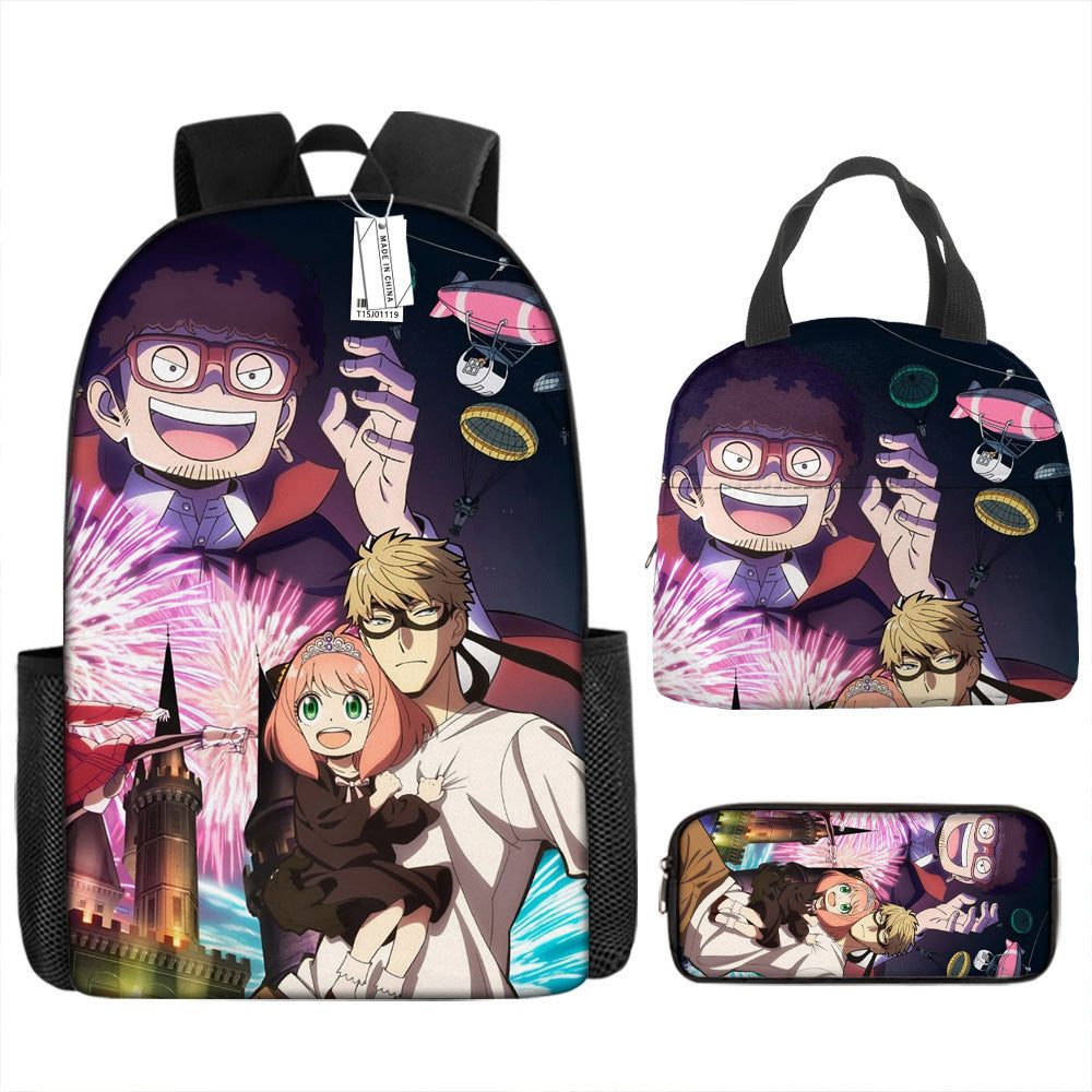 Spy Playhouse Full-Print Anime Backpack + Lunch Bag Set for Kids