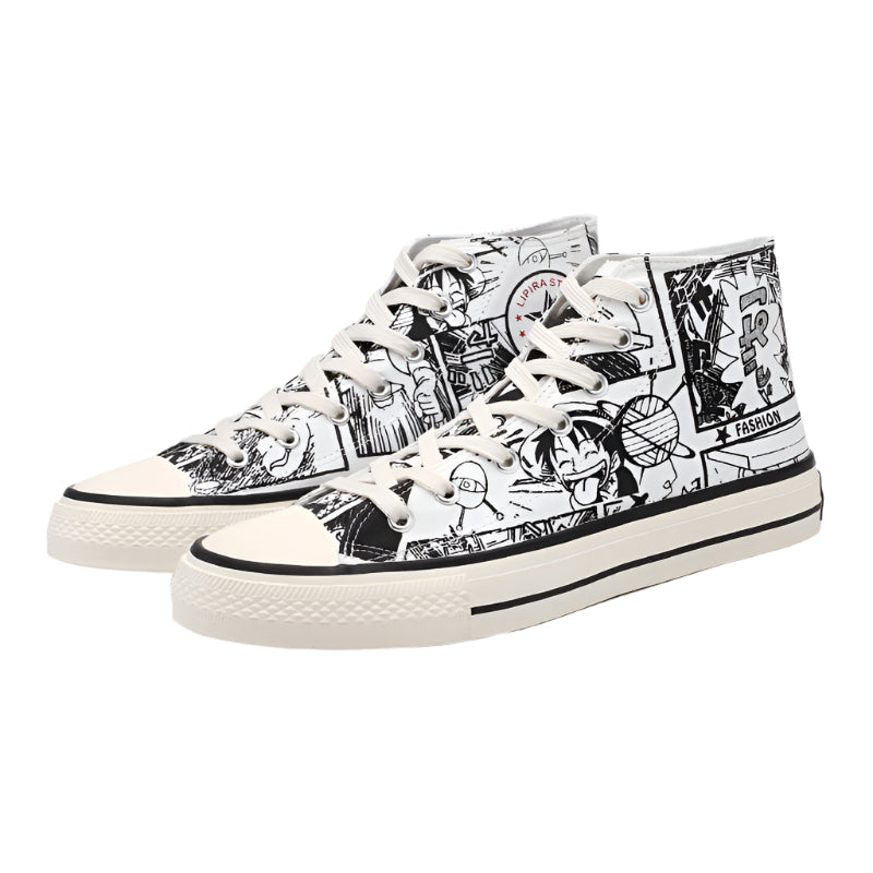 Anime Graffiti High-Top Canvas Shoes Comic-Style Fashion Sneakers