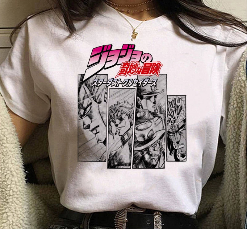 Japanese Anime JOJO'S Bizarre Adventure T-Shirt Men Summer Top Casual Short Sleeve Tee