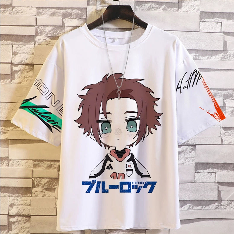 Blue Prison Pain Clothes T-Shirt BLUE LOCK Jieshi Yiling Wangbee Le Back Male and Female Teen Summer Top Anime Peripheral