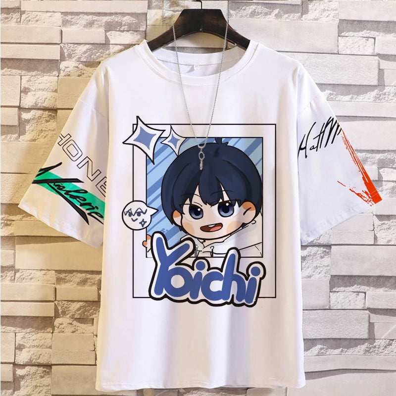 Blue Prison Pain Clothes T-Shirt BLUE LOCK Jieshi Yiling Wangbee Le Back Male and Female Teen Summer Top Anime Peripheral