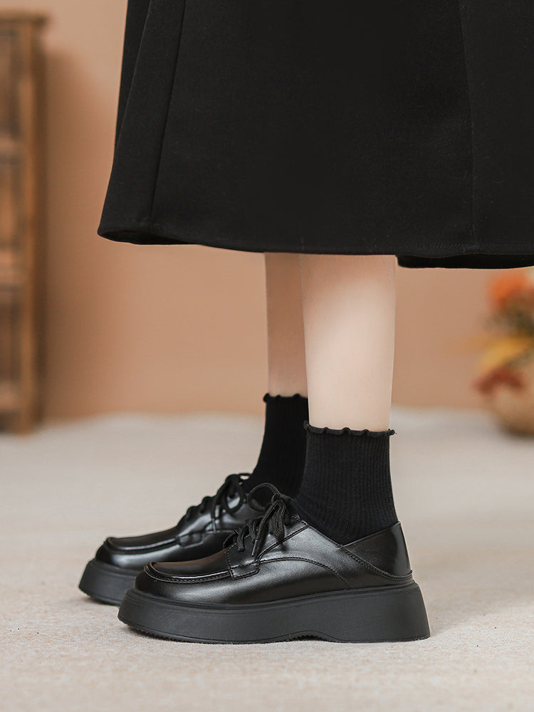 British Style Platform Leather Loafers – JK-Inspired College Girl Vibes
