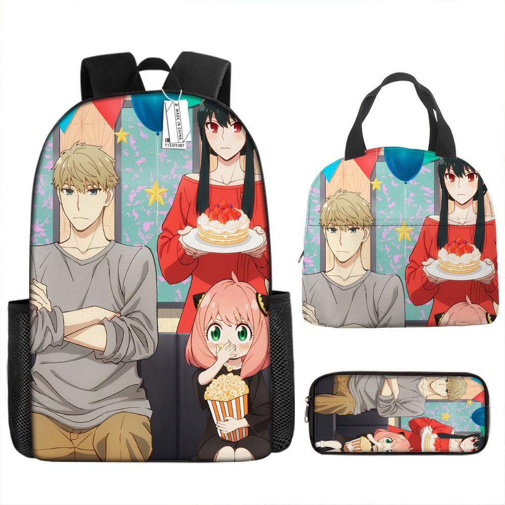 Spy Playhouse Full-Print Anime Backpack + Lunch Bag Set for Kids