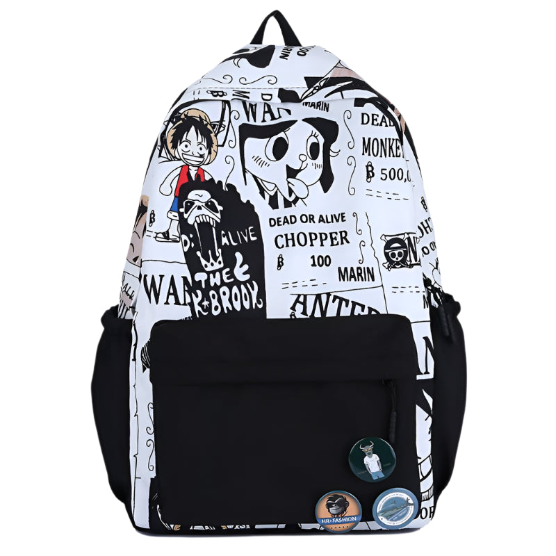 One Piece Graffiti Backpack Large Capacity Anime Schoolbag for Boys & Girls
