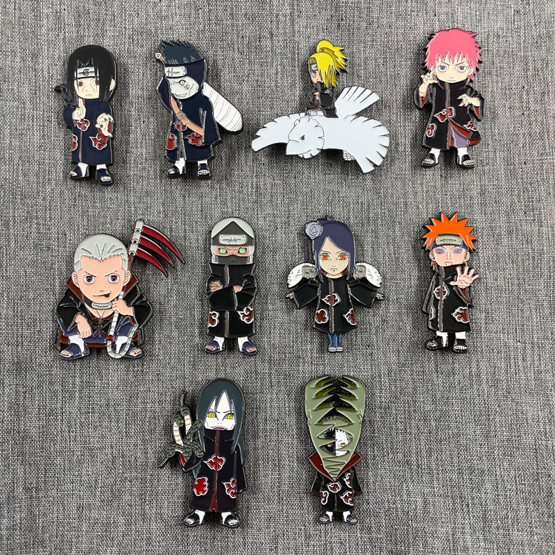 Naruto Akatsuki Brooch Set Itachi, Deidara, Kisame, Pain Metal Badge for Bag Decoration & Collection