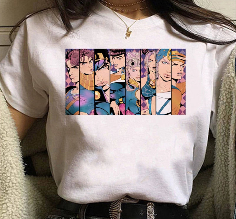 Japanese Anime JOJO'S Bizarre Adventure T-Shirt Men Summer Top Casual Short Sleeve Tee