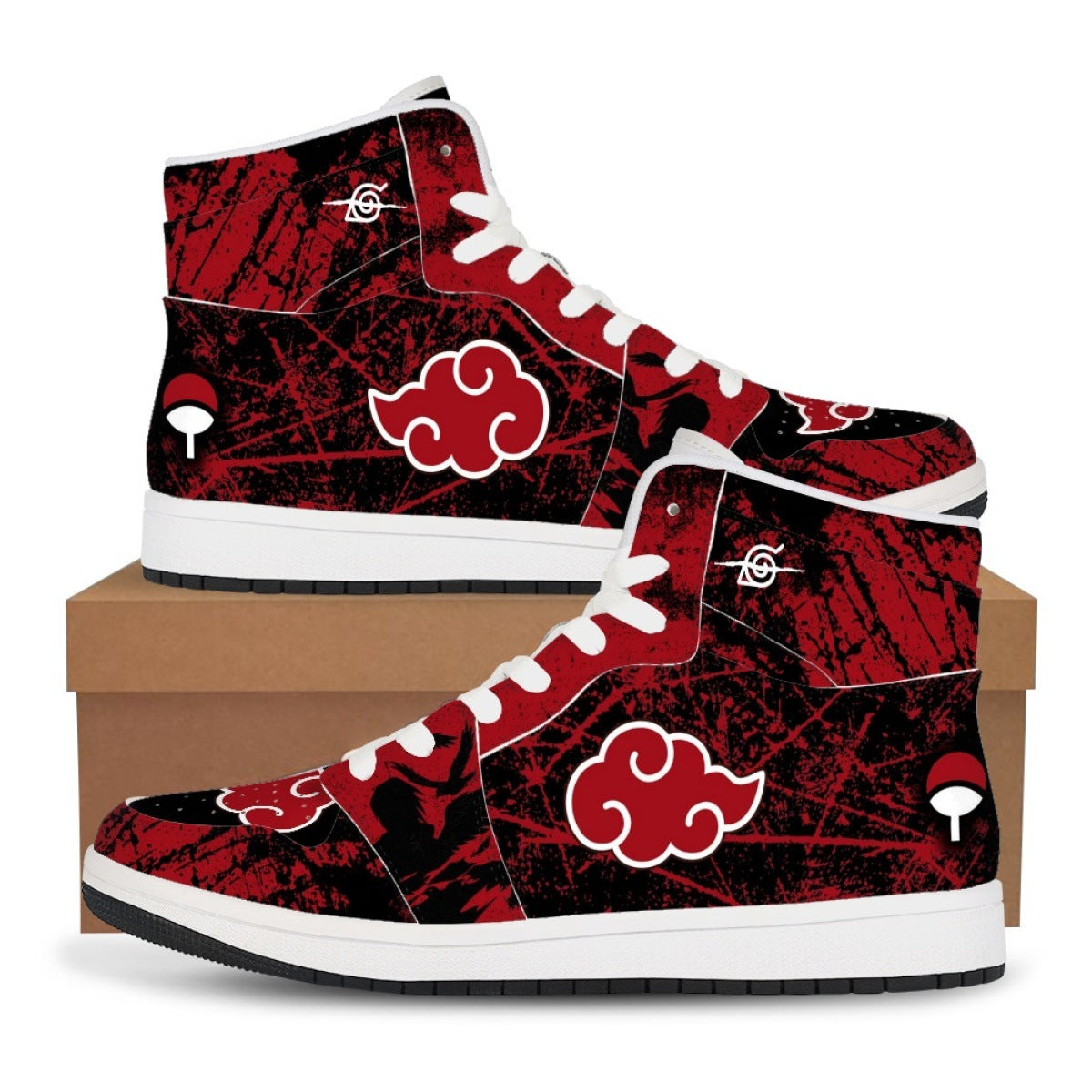 Naruto x One Piece Brown High-Top PU Shoes Anime Basketball Sneakers for Streetwear Fans