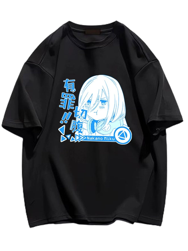 Quatile Flower Wedding Anime Peripheral Sanjiu Cotton Short-Sleeved T-Shirt Loose Casual Teen Clothes Tide Style