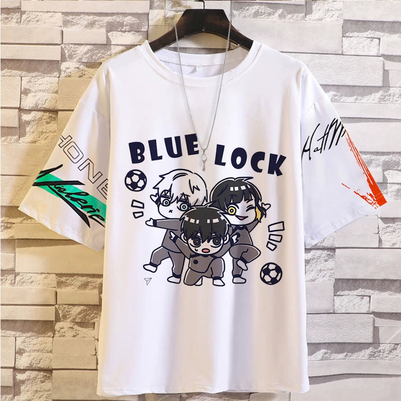 Blue Prison Pain Clothes T-Shirt BLUE LOCK Jieshi Yiling Wangbee Le Back Male and Female Teen Summer Top Anime Peripheral