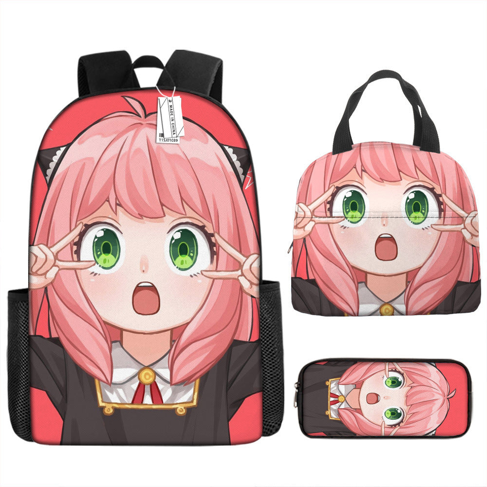 Spy Playhouse Full-Print Anime Backpack + Lunch Bag Set for Kids