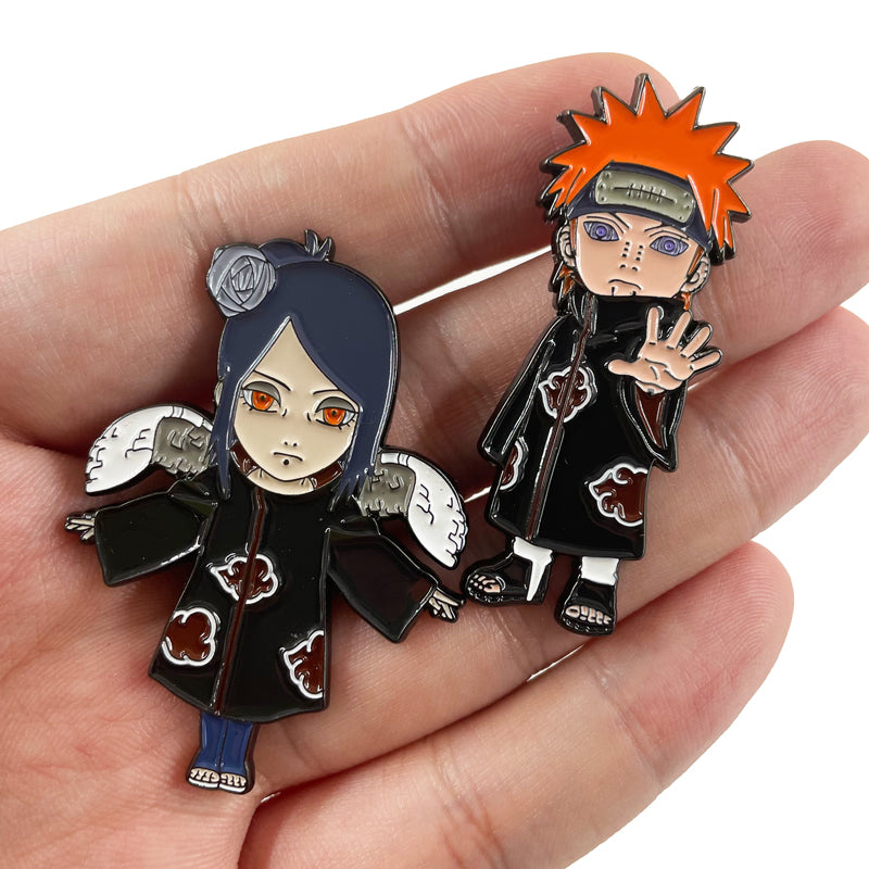 Naruto Akatsuki Brooch Set Itachi, Deidara, Kisame, Pain Metal Badge for Bag Decoration & Collection