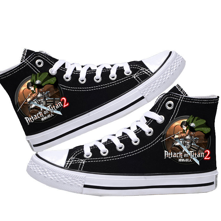 Attack on Titan High-Top Canvas Shoes Anime Streetwear for Students & AOT Fans