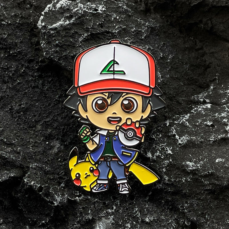 Pokémon Ash & Pikachu Metal Brooch Anime Badge for Bag, Jacket & Collector Display