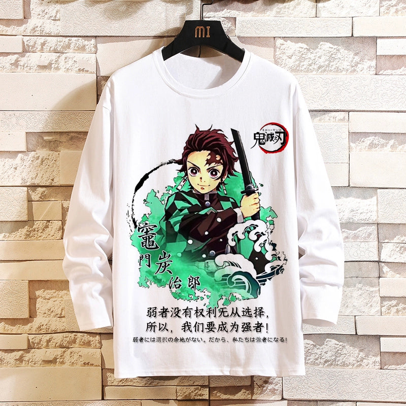 Demon Slayer Blade Anime 2D Long-Sleeved T-Shirt Mens and Womens Trend Print Top Clothes Mouth Hei Inosuke Perimeter Autumn Wear