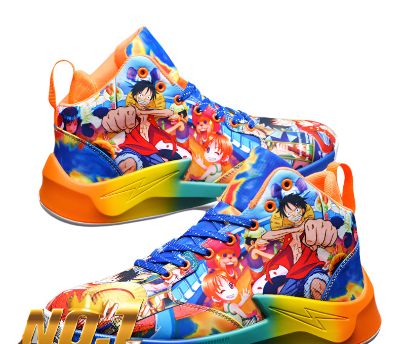 One Piece Basketball Shoes Mens Breathable Anti-Slip Anime Combat Sneakers
