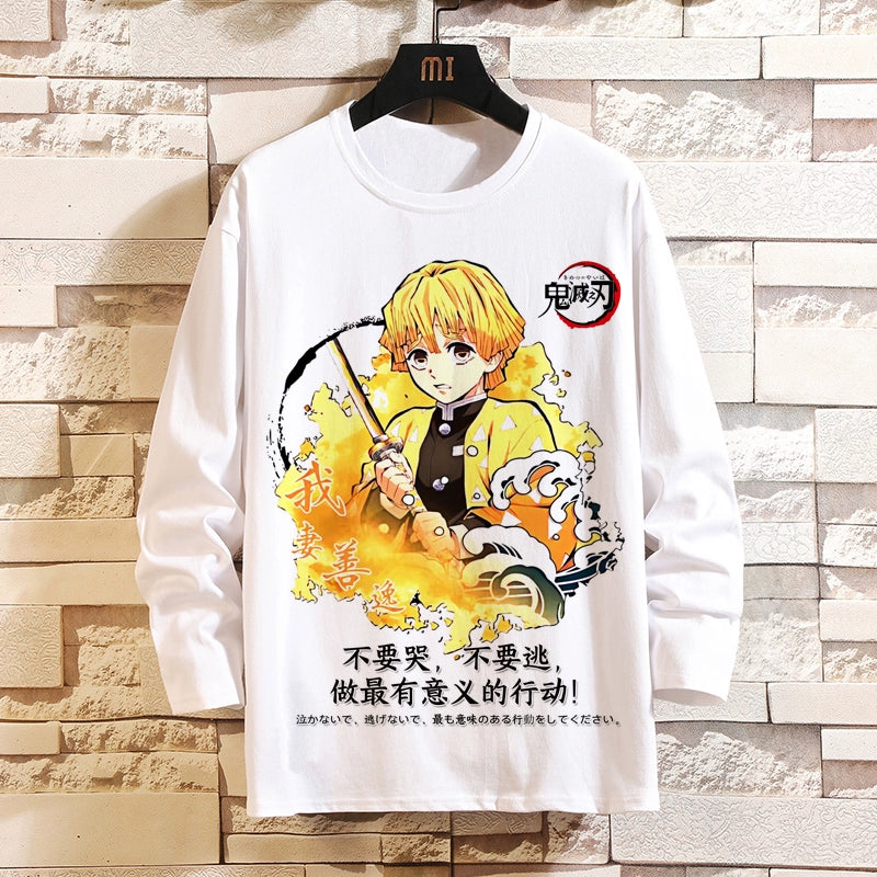 Demon Slayer Blade Anime 2D Long-Sleeved T-Shirt Mens and Womens Trend Print Top Clothes Mouth Hei Inosuke Perimeter Autumn Wear