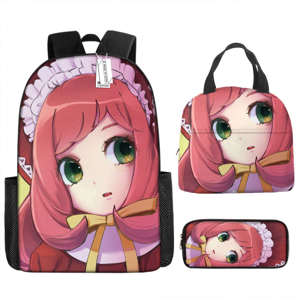 Spy Playhouse Full-Print Anime Backpack + Lunch Bag Set for Kids