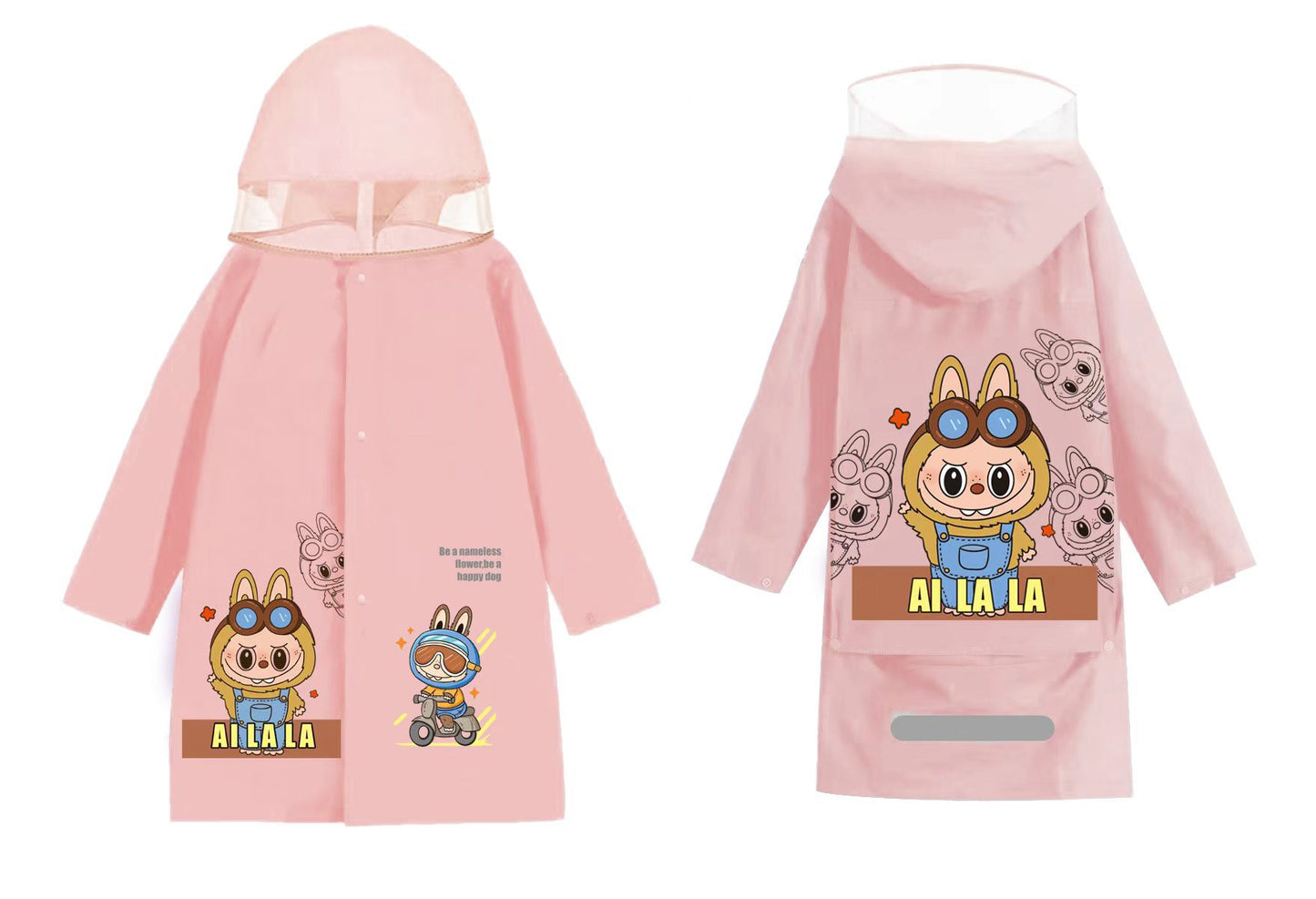 Al la la children's raincoat oversized schoolbag space cute baby exclusive whole body waterproof and fearless of wind and rain light and breathable