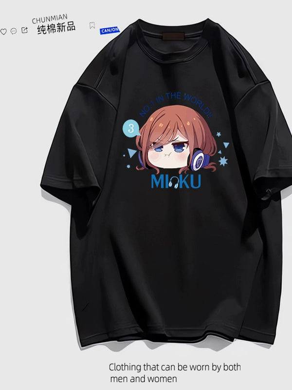 Quatile Flower Wedding Anime Peripheral Sanjiu Cotton Short-Sleeved T-Shirt Loose Casual Teen Clothes Tide Style