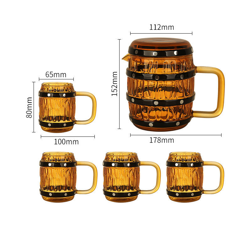 One Piece Cask Glass Mug Lid-Covered Gift Glass for Water, Beer & Wine