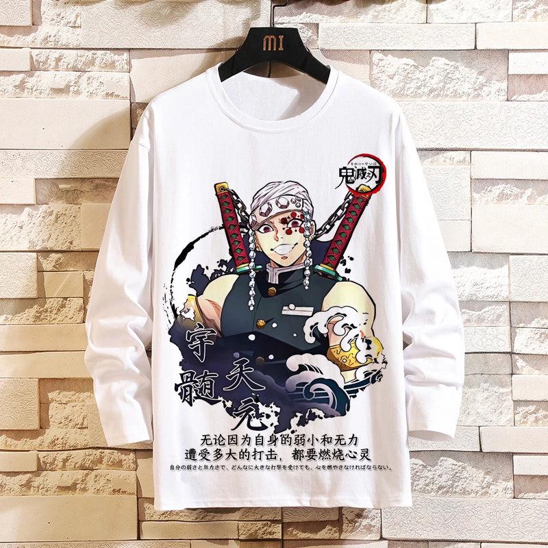 Demon Slayer Blade Anime 2D Long-Sleeved T-Shirt Mens and Womens Trend Print Top Clothes Mouth Hei Inosuke Perimeter Autumn Wear