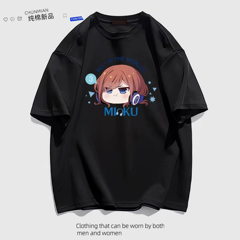 Quatile Flower Wedding Anime Peripheral Sanjiu Cotton Short-Sleeved T-Shirt Loose Casual Teen Clothes Tide Style