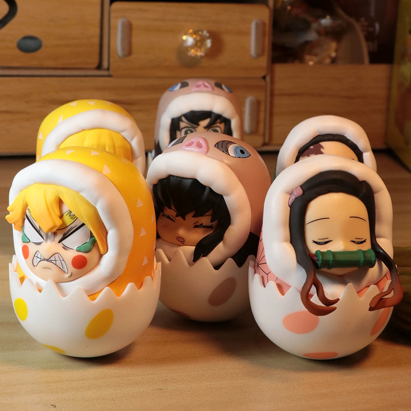 Demon Slayer Wobble Squad Nezuko, Tanjiro, Zenitsu & Inosuke Tumbler Figures