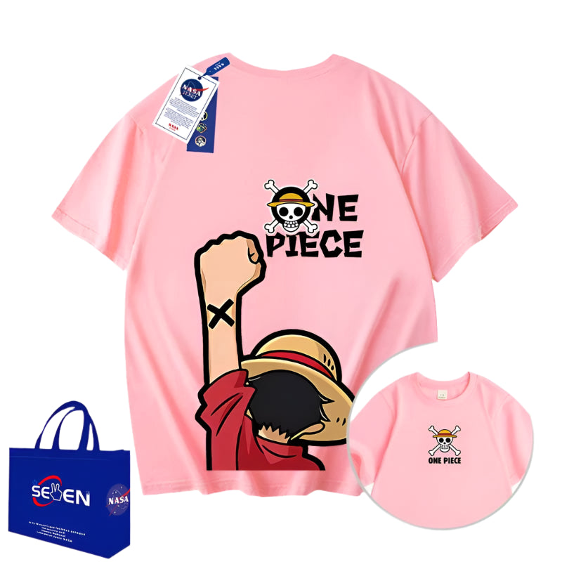 NASA x One Piece Luffy Punch T-Shirt Summer Streetwear for Boys & Girls