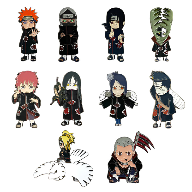 Naruto Akatsuki Brooch Set Itachi, Deidara, Kisame, Pain Metal Badge for Bag Decoration & Collection
