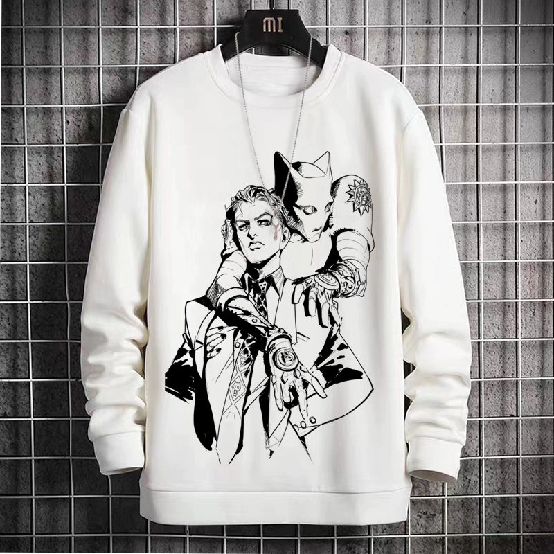 New Sweatshirt Male JOJO'S Bizarre Adventure Two-Dimensional Anime Round Neck Fleece Dress Casual Print Shirt Autumn and Winter