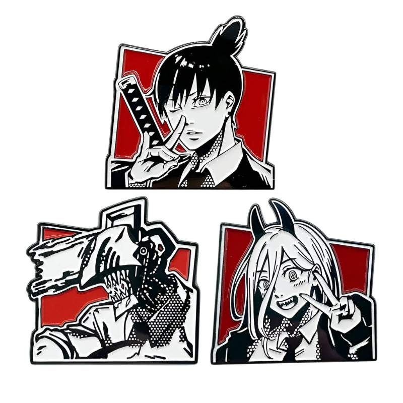 Chainsaw Man Electric Time Pawa Metal Brooch Comic-Style Badge for School Bag Decoration & Collection