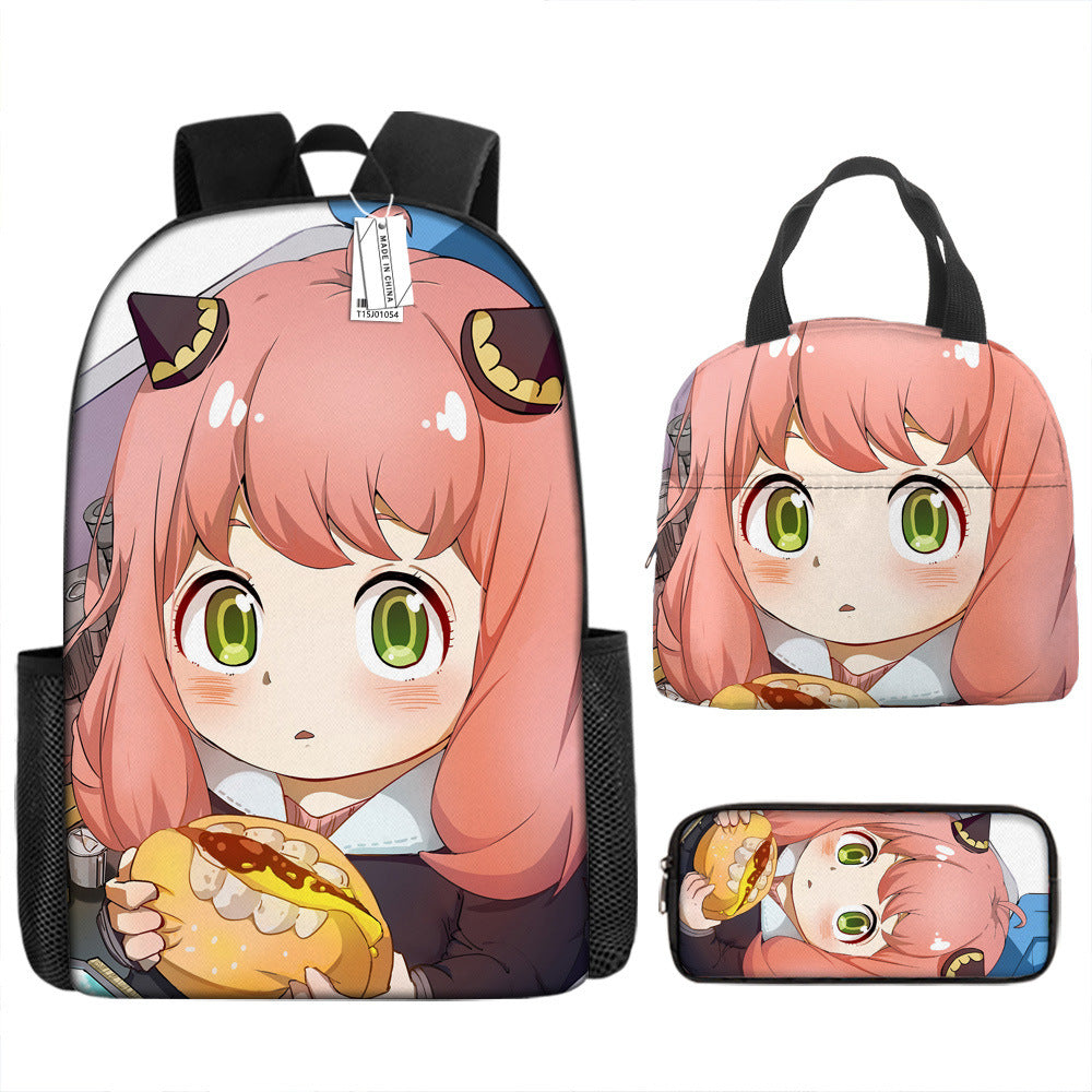 Spy Playhouse Full-Print Anime Backpack + Lunch Bag Set for Kids