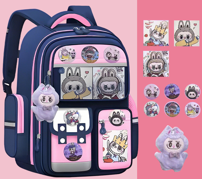 Blue and Pink Labubu Backpack