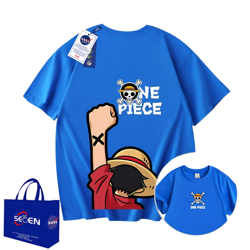 NASA x One Piece Luffy Punch T-Shirt Summer Streetwear for Boys & Girls
