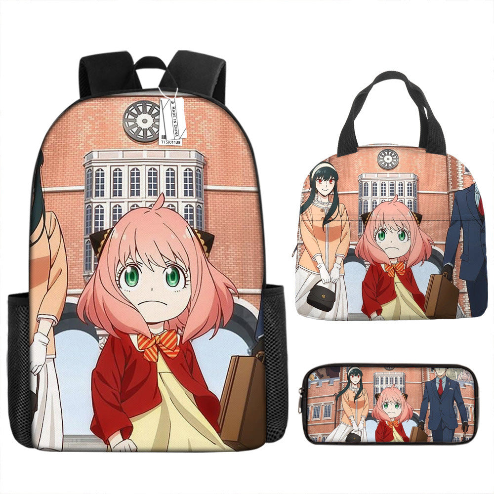 Spy Playhouse Full-Print Anime Backpack + Lunch Bag Set for Kids