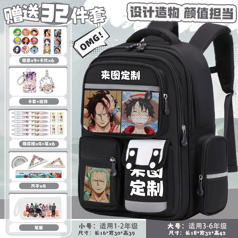 One Piece Spine-Protecting School Backpack Lightweight & Large-Capacity Bag