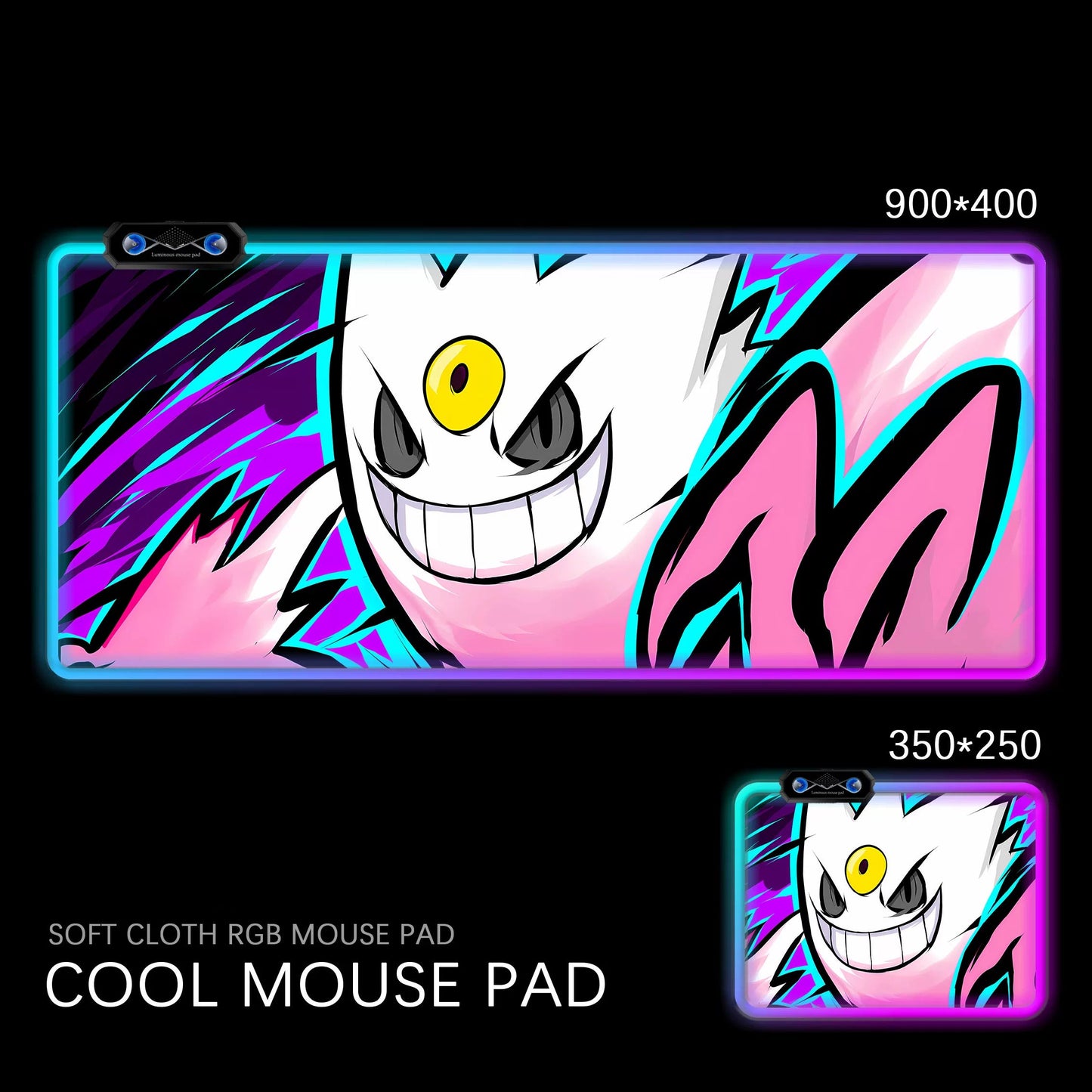 Gengar RGB Gaming Desk Mat Pokémon Oversized Luminous Table Pad for Students & Gamers