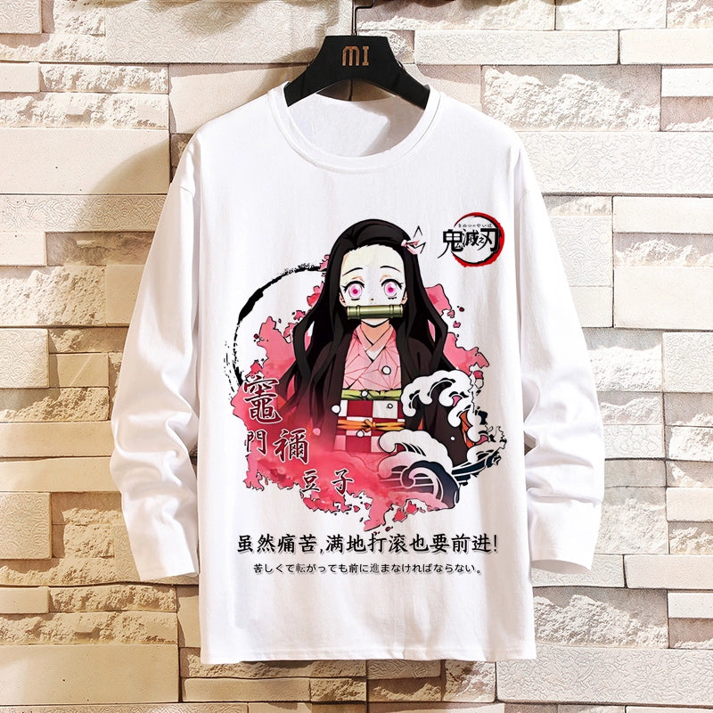 Demon Slayer Blade Anime 2D Long-Sleeved T-Shirt Mens and Womens Trend Print Top Clothes Mouth Hei Inosuke Perimeter Autumn Wear