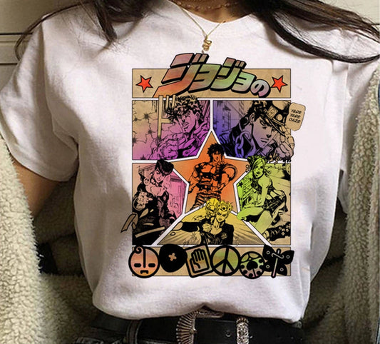 Japanese Anime JOJO'S Bizarre Adventure T-Shirt Men Summer Top Casual Short Sleeve Tee