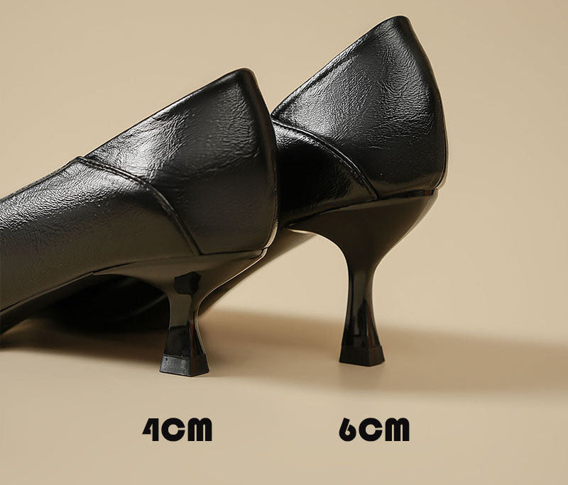 Metal Toe Cap Soft Leather Heels – Chic & Comfy for the Boss Babe Vibe