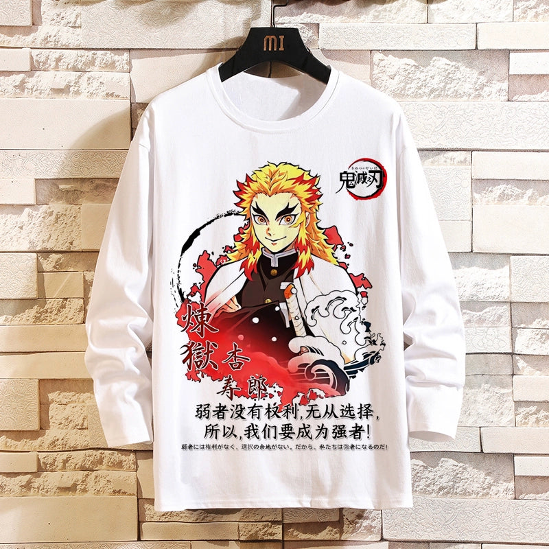 Demon Slayer Blade Anime 2D Long-Sleeved T-Shirt Mens and Womens Trend Print Top Clothes Mouth Hei Inosuke Perimeter Autumn Wear