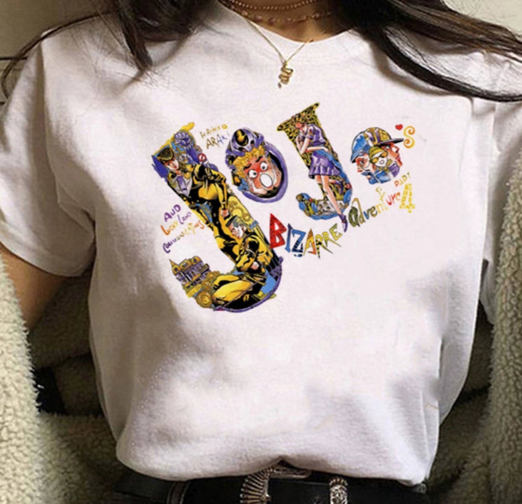 Japanese Anime JOJO'S Bizarre Adventure T-Shirt Men Summer Top Casual Short Sleeve Tee