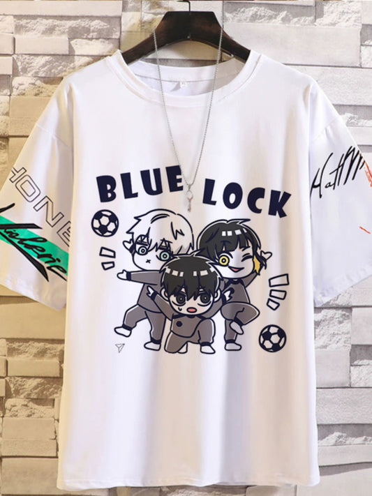 Blue Prison Pain Clothes T-Shirt BLUE LOCK Jieshi Yiling Wangbee Le Back Male and Female Teen Summer Top Anime Peripheral