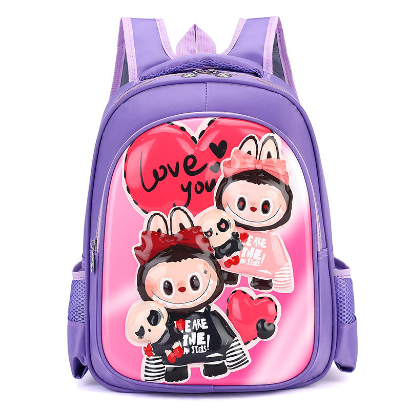 Labubu Cartoon School Backpack Grades 16 Kids Crossbody School Bag