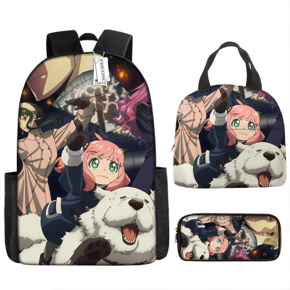 Spy Playhouse Full-Print Anime Backpack + Lunch Bag Set for Kids