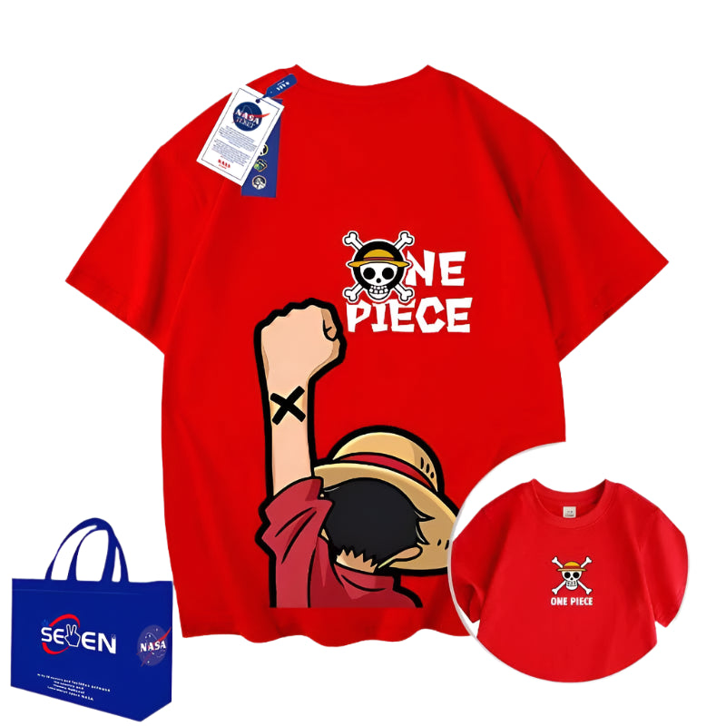 NASA x One Piece Luffy Punch T-Shirt Summer Streetwear for Boys & Girls