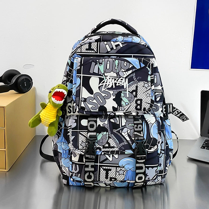 One Piece Graffiti Anime Backpack Large Capacity School Bag for Teens
